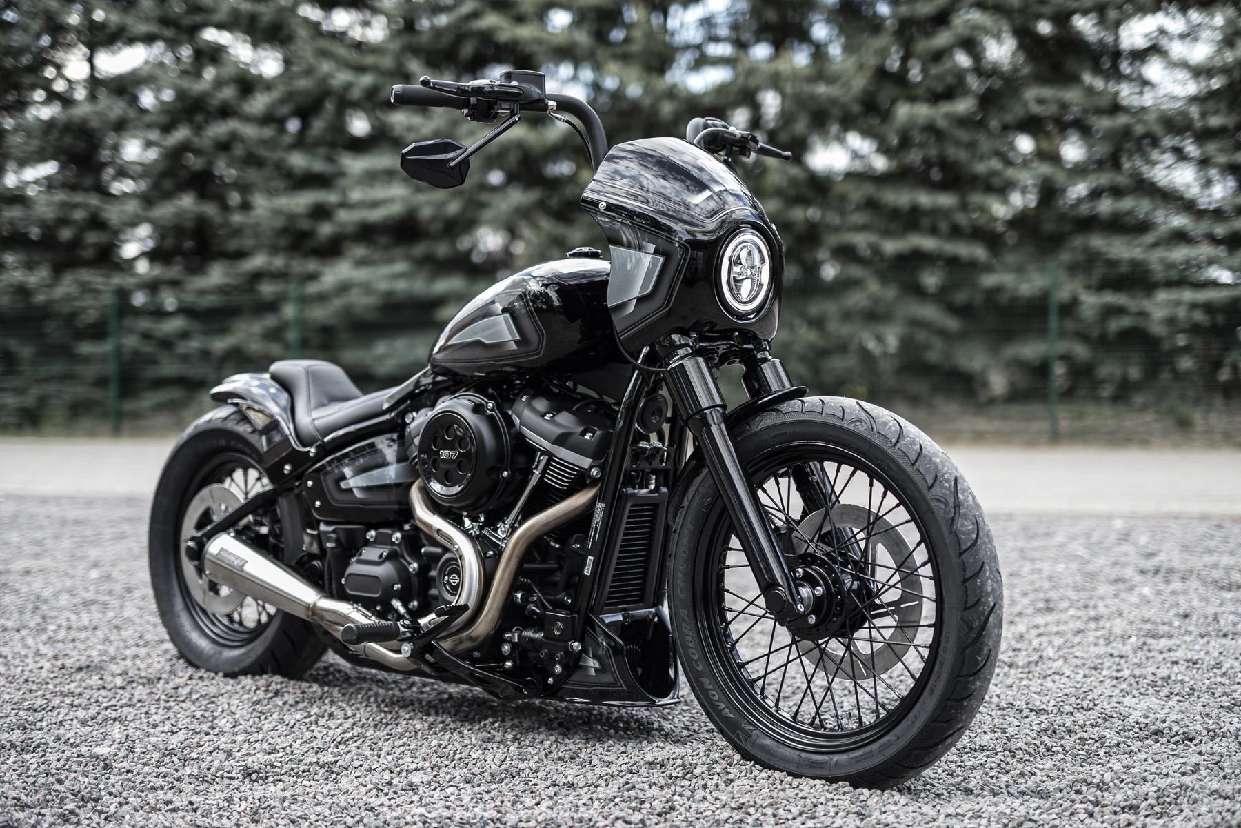 新款哈雷街霸改装ds风格倒流罩猪头罩风挡摩托车前挡风