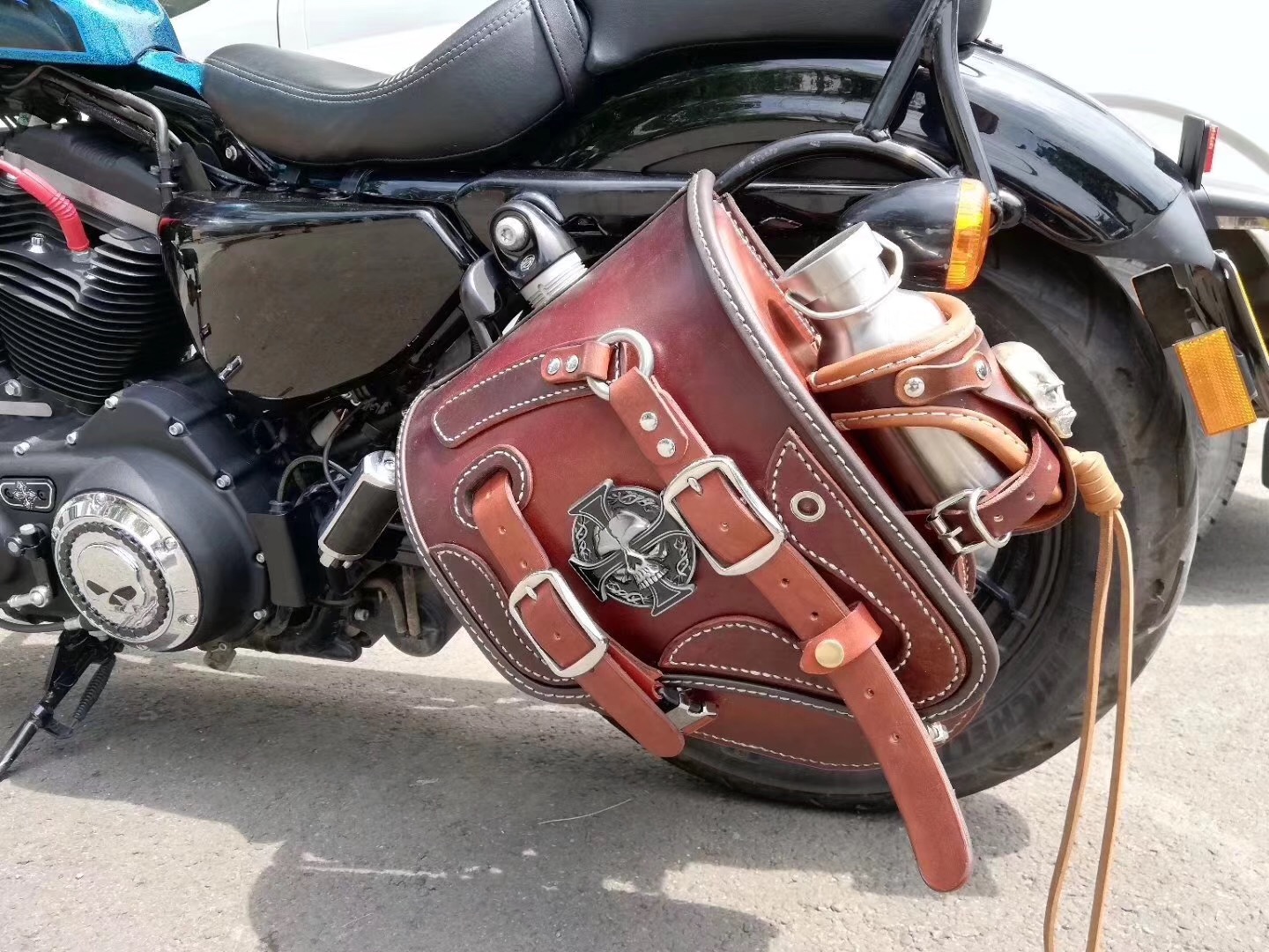 现货哈雷x481200加装复古手工摇臂臂包侧边其他摩托车用品