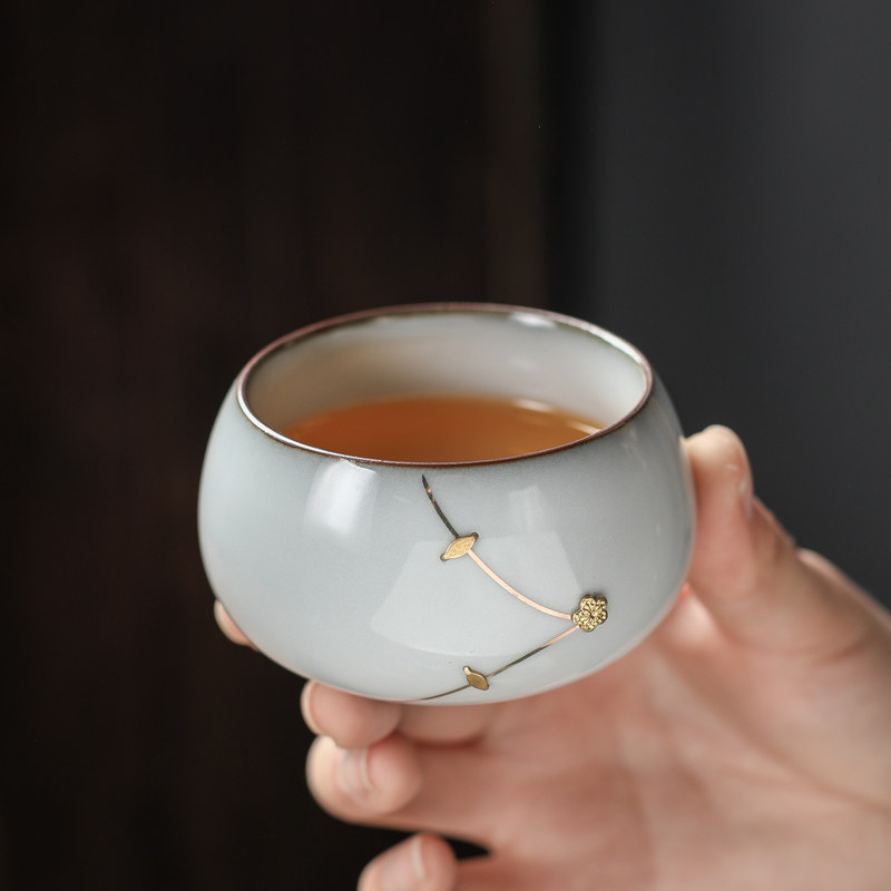 汝窑茶杯陶瓷建盏主人茶具单杯小茶盏品茗杯开片茶杯