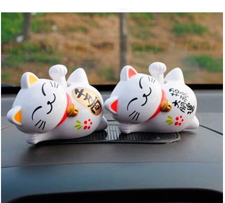 汽车太阳能 摇手摇头太阳能招财猫汽车摆件车载车上装饰品可爱
