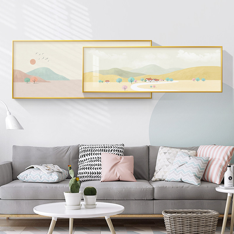 现代清新新风格客厅装饰画沙发背景墙彩绘抽象风景现代装饰画