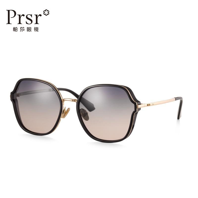 帕莎新款女士太阳镜大框黑框多边形眼镜大脸圆脸太阳眼镜