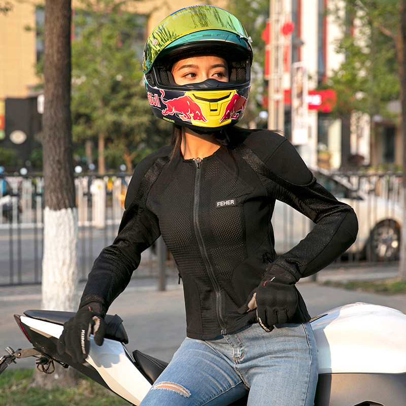 feher女款夏季摩托车护甲骑行防护具透气骑士骑行赛车服