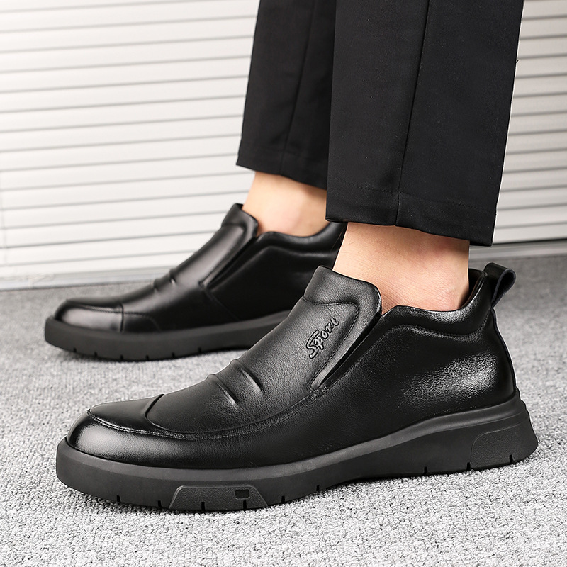 鞋带皮鞋秋季新款男土修闲系带无鞋套脚真牛休闲皮鞋