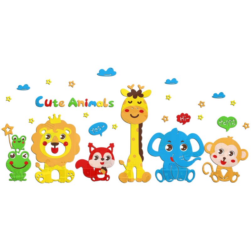 3d卡通动物墙贴儿童幼儿园教室墙面装饰环创墙贴