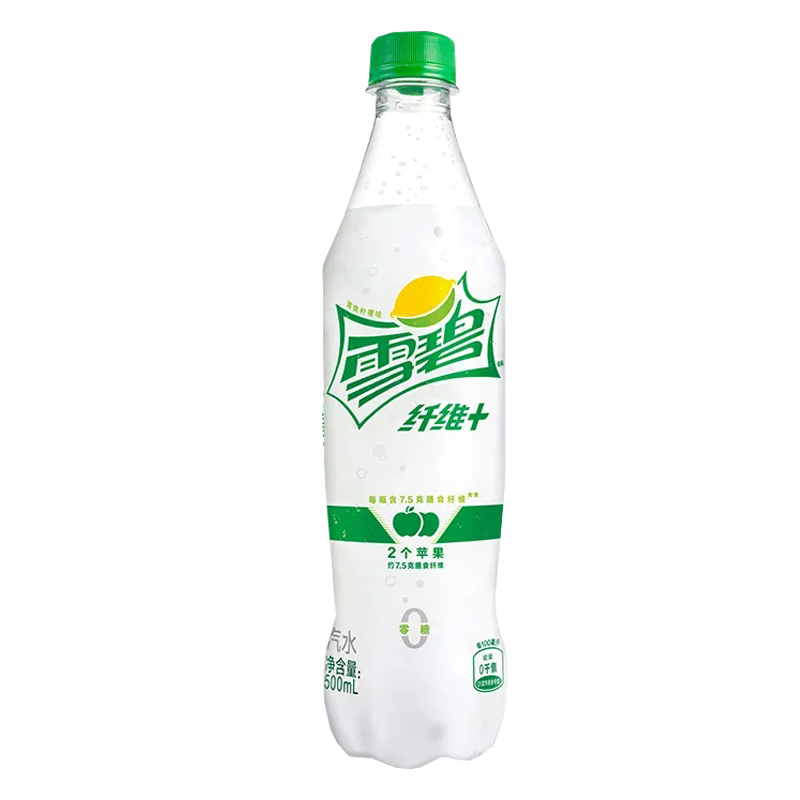 可口可乐膳食纤维雪碧汽水500mlx12瓶装整箱果味无糖碳酸饮料