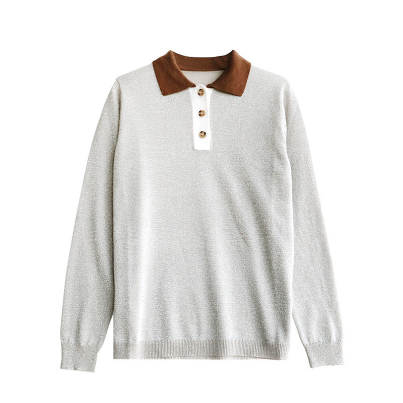 superdm体感柔软闪光精致灰色薰衣草紫拼色毛针织衫