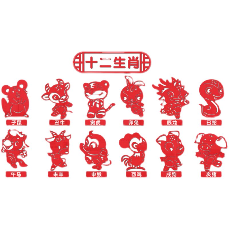 十二生肖幼儿园元旦新年环创墙面装饰教室环境布置材料主题墙贴纸