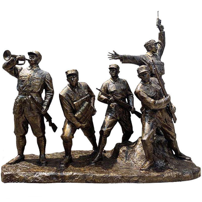 现货玻璃钢八路军人物雕塑人像定制大型铸铜红军雕塑