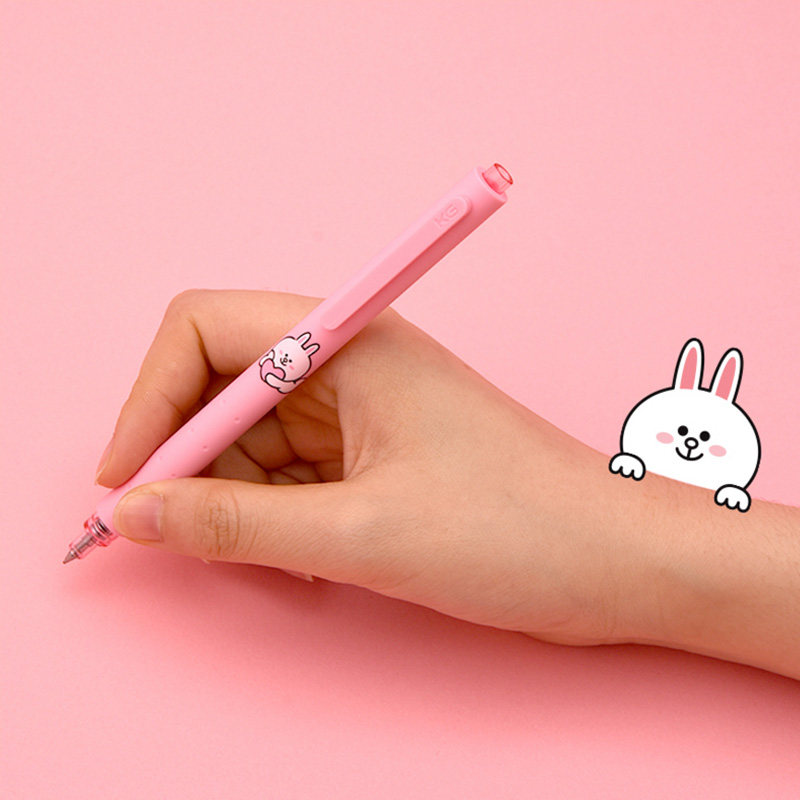 kaco按动笔芯黑色学生签字笔超萌可爱中性笔