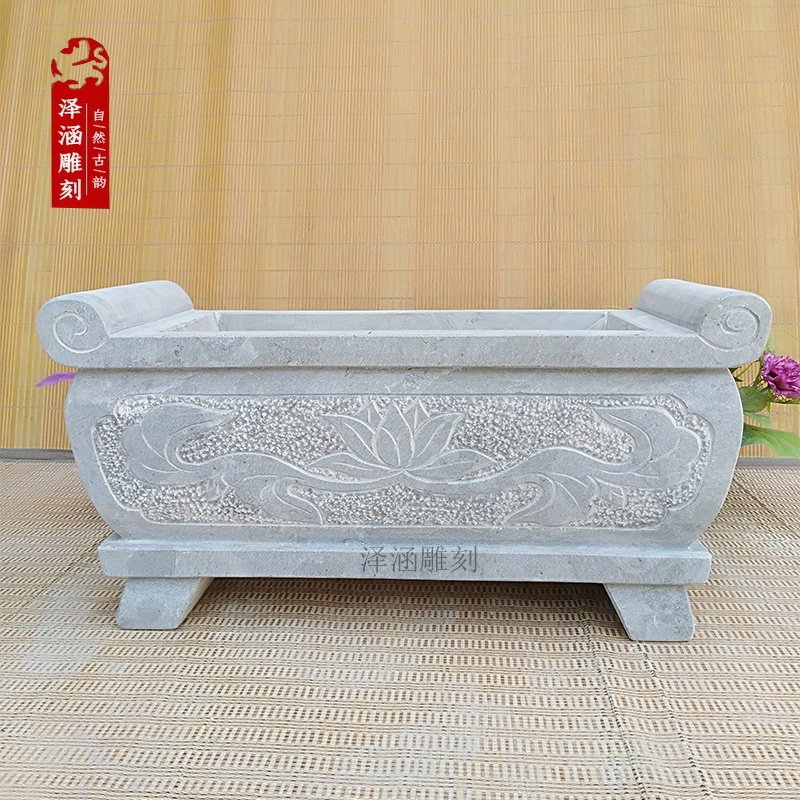 香炉汉白玉长方型石雕墓地祭祀大理石供奉用品石头石雕