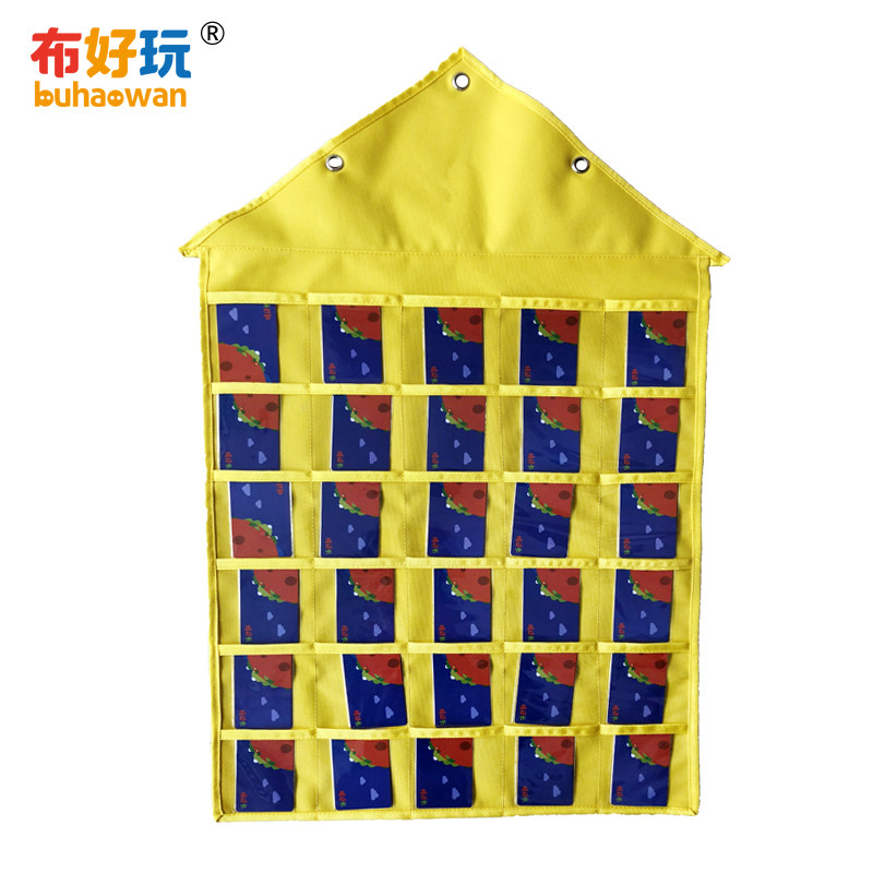 【布好玩_接送卡袋】幼儿园收纳袋小药袋墙挂式透明晨检卡袋30格