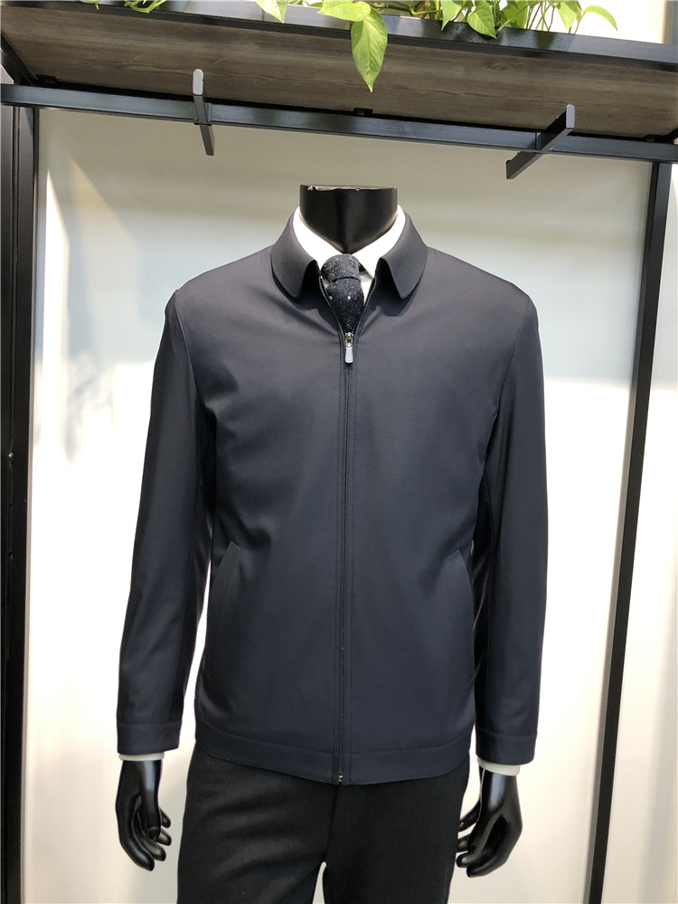 促销款2022年春季新款翻领夹克上衣男 机洗免熨烫外套 领佐LENZON
