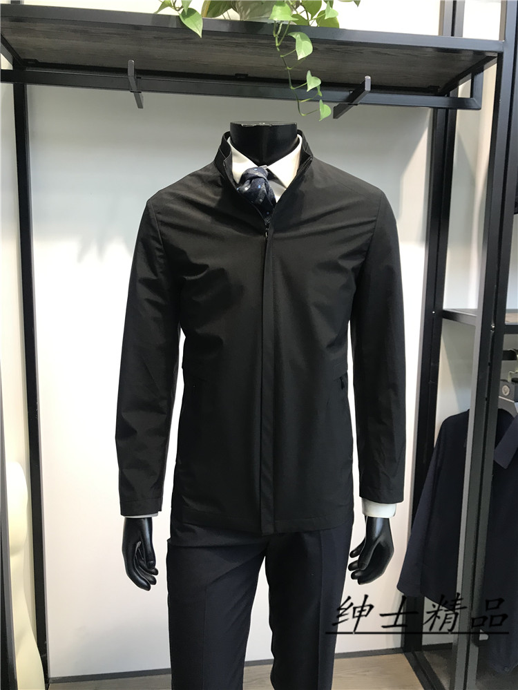 LENZON男士专柜新品 2019秋春新款 立领商务休闲款夹克上衣标准版