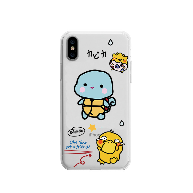 宝可梦杰尼龟手机壳适用iphone678plus苹果11promax透明xr手机保护套