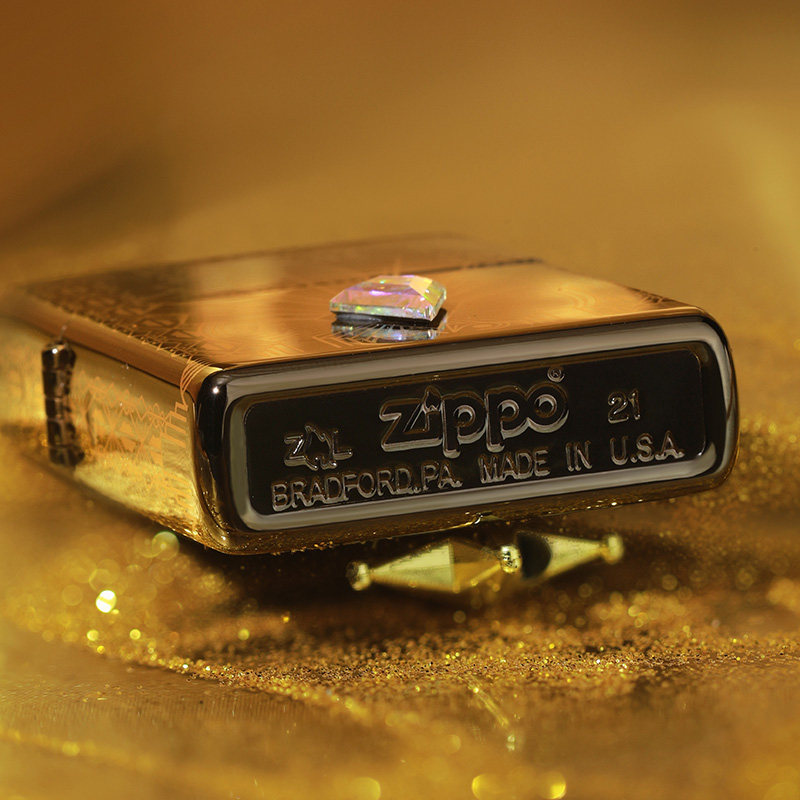zippo打火机官方正版黑冰金粉世家c212021年度限量zippo