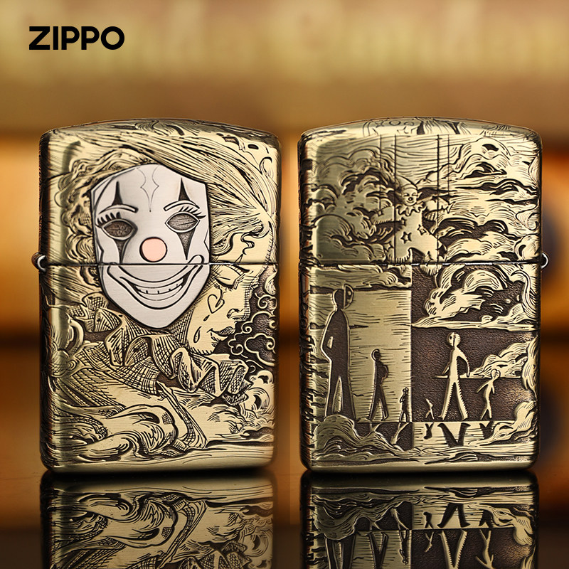 zippo官方正品煤油防风打火机黄铜五面浮雕盔甲zippo