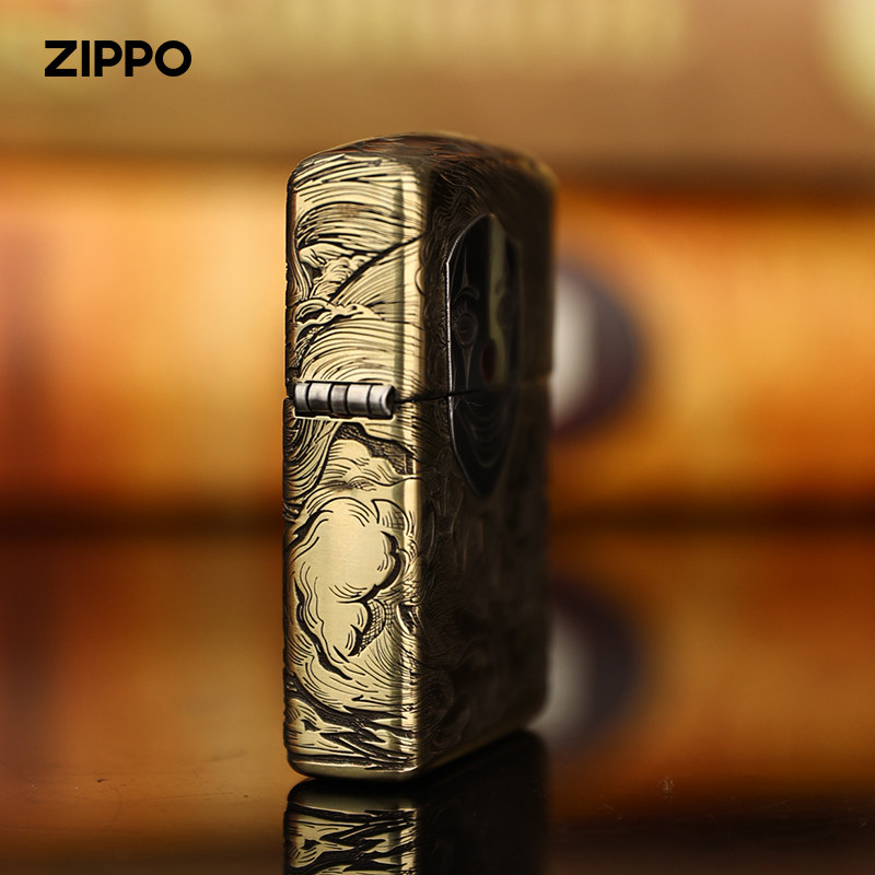 zippo官方正品煤油防风打火机黄铜五面浮雕盔甲zippo