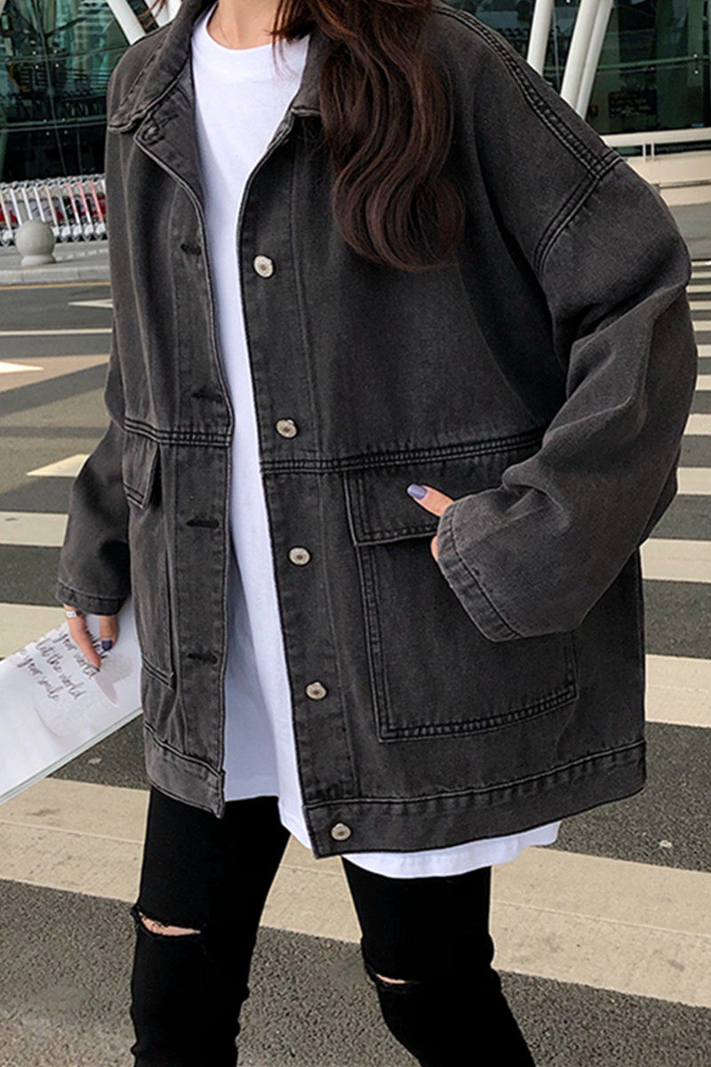 2020春秋季韩版新款大码胖mm牛仔外套女ins宽松学生bf工装上衣潮