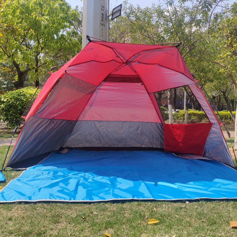 户外帐篷海边遮阳防雨网纱沙滩帐全自动速快3至4人便携速开钓鱼帐