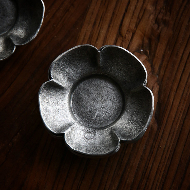 村里人茶器 手工杯托 纯锡茶托 杯垫 花瓣手工杯托 【一套五片】