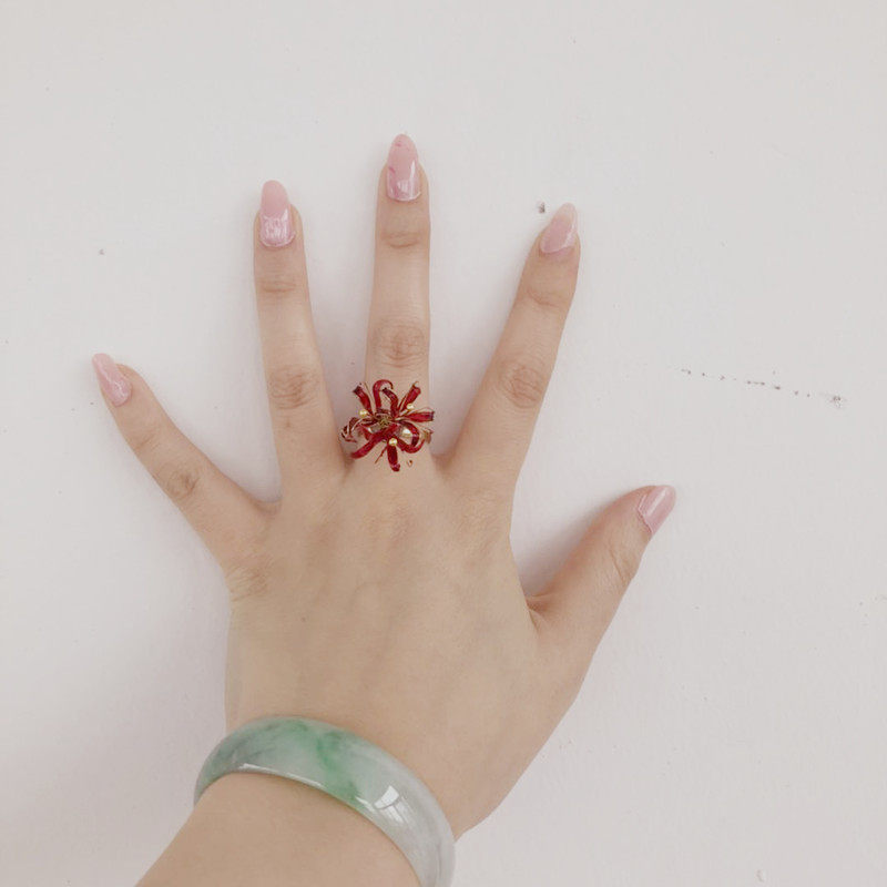 彼岸彼岸花花戒指日作精致饰品曼珠沙华戒指手链定制