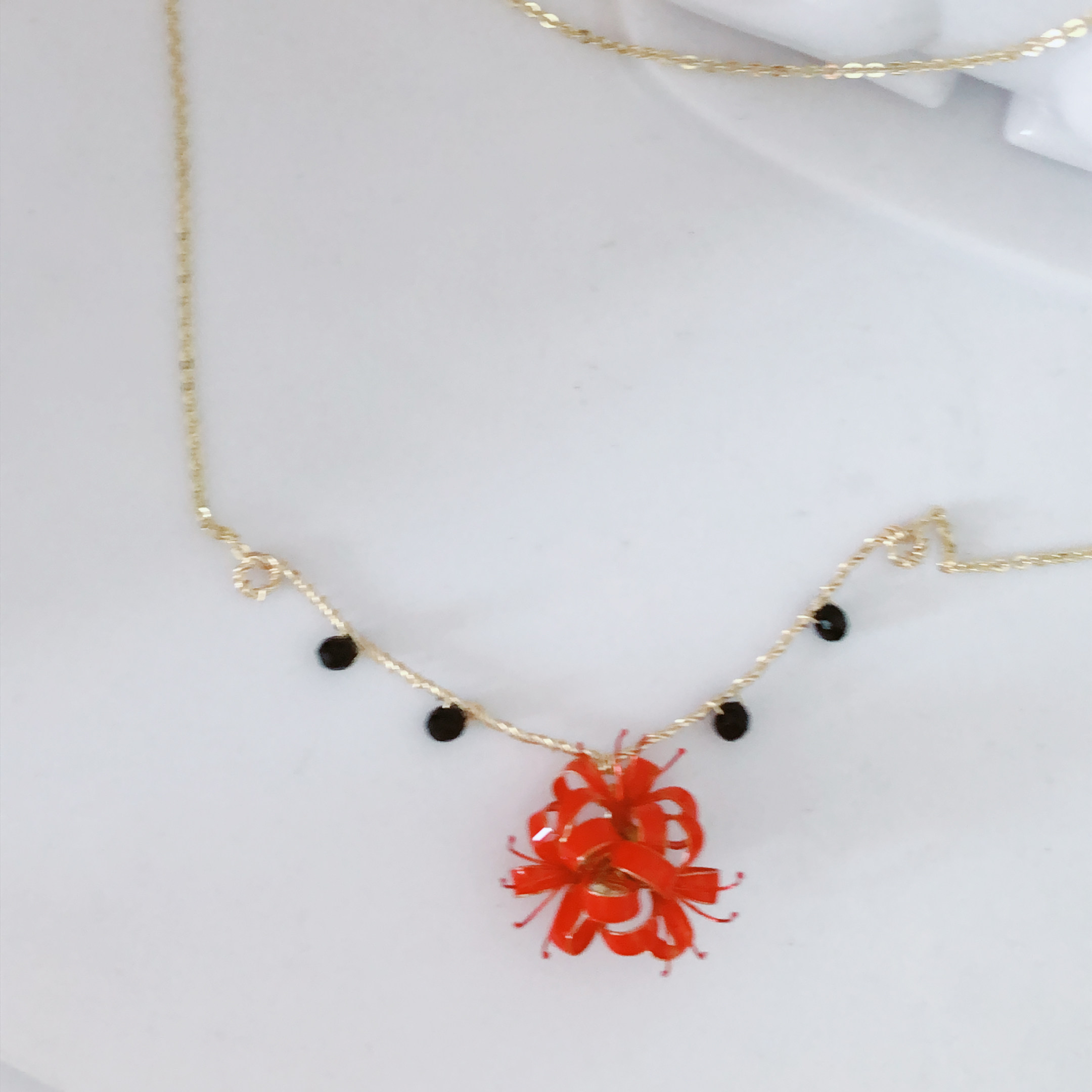 项链彼岸花绕线锁骨14k麻花配件曼珠沙华手工复古项链
