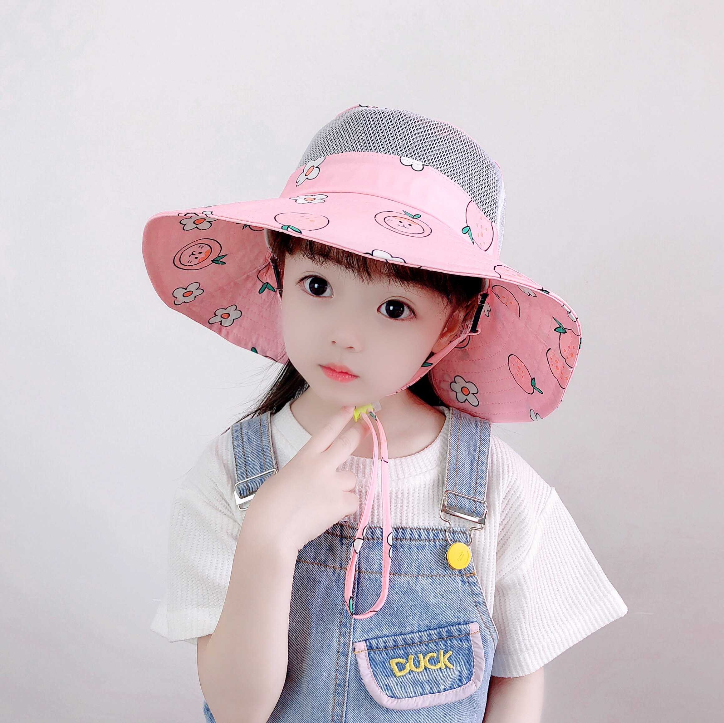 儿童帽子夏季网帽薄款渔夫女童清新透气防晒帽子