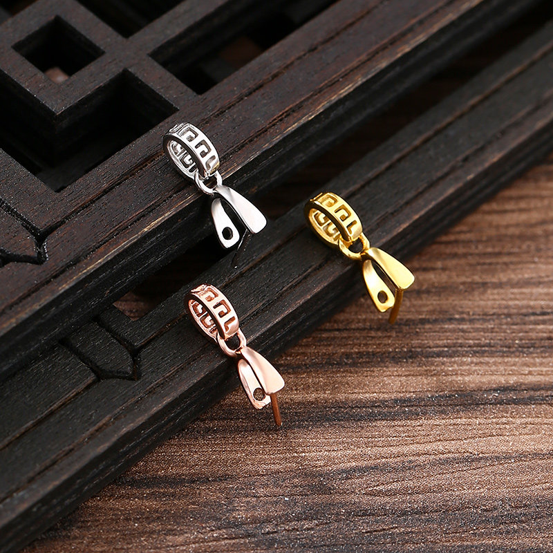 扣头s925纯银吊坠diy镶嵌蜜蜡翡翠佛公玉石扣