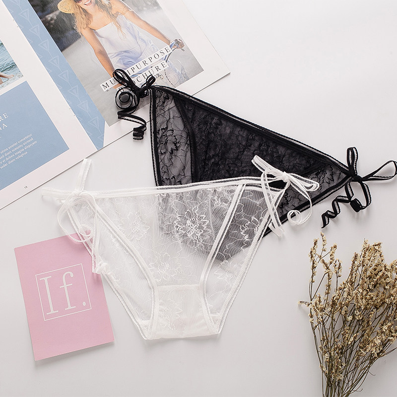 情趣内裤真丝一片片式隐形超薄透明三角短裤女三角裤