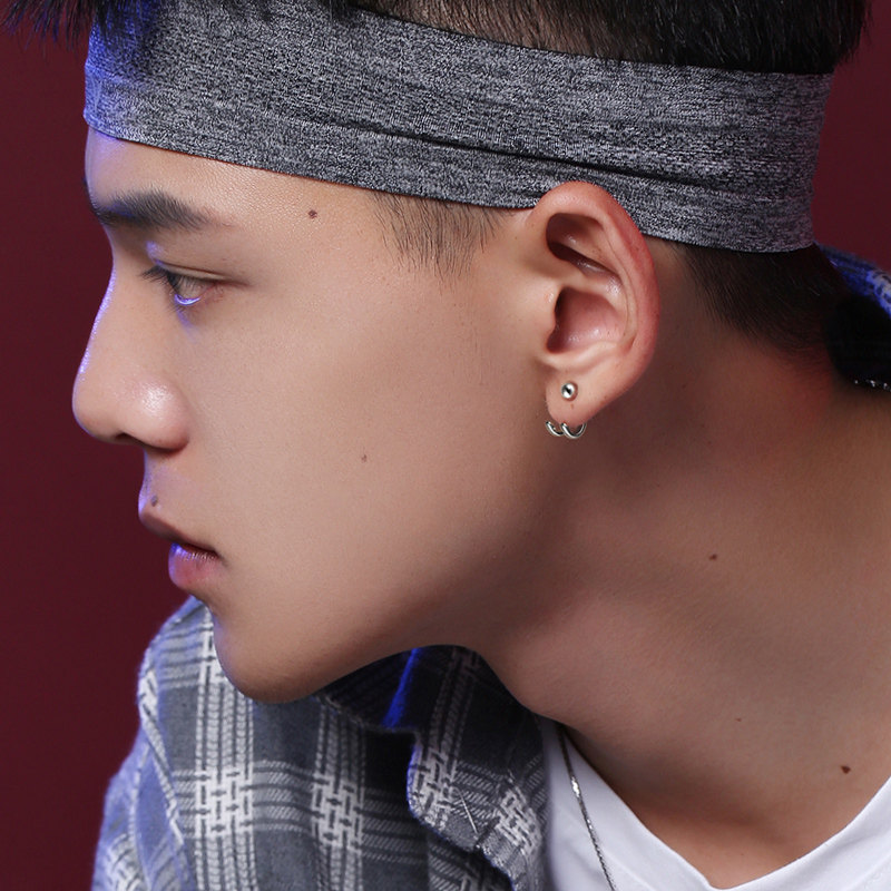 个性男生耳环两戴一式男士男款银匠哈潮嘻哈耳钉