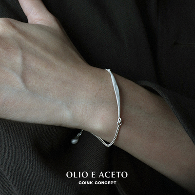 olioaceto银线原创设计中性风格手工质感肌理手链 原价1080元 现价