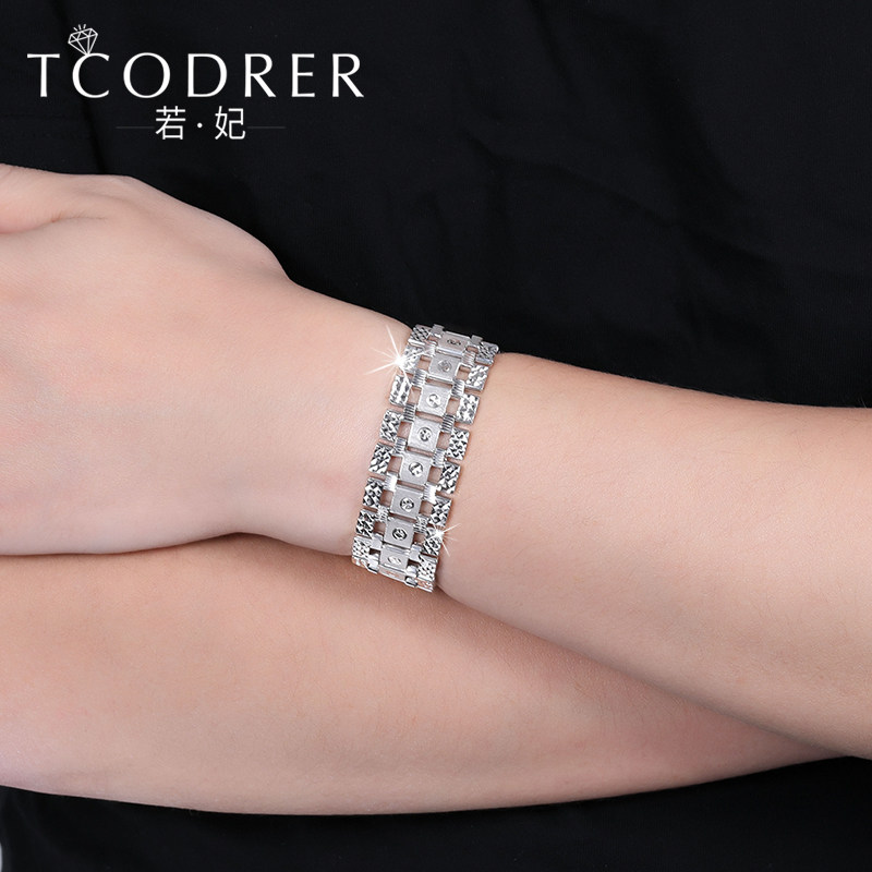 表链pt950铂金手链纯金正品白金面手霸气手镯手饰