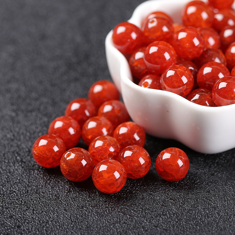 天然冰花红龙龙鳞玛瑙珠子单颗diy手工圆珠其他diy饰品配件