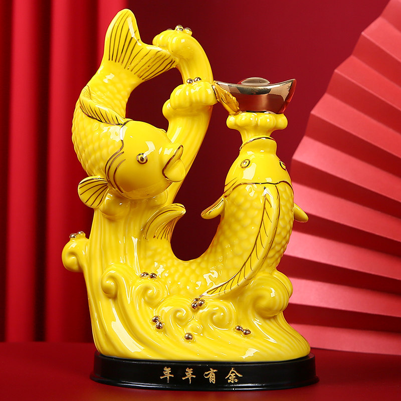 陶瓷年年有鱼摆件鱼跃龙门招财吉祥吉祥家家居办公室装饰装饰摆件