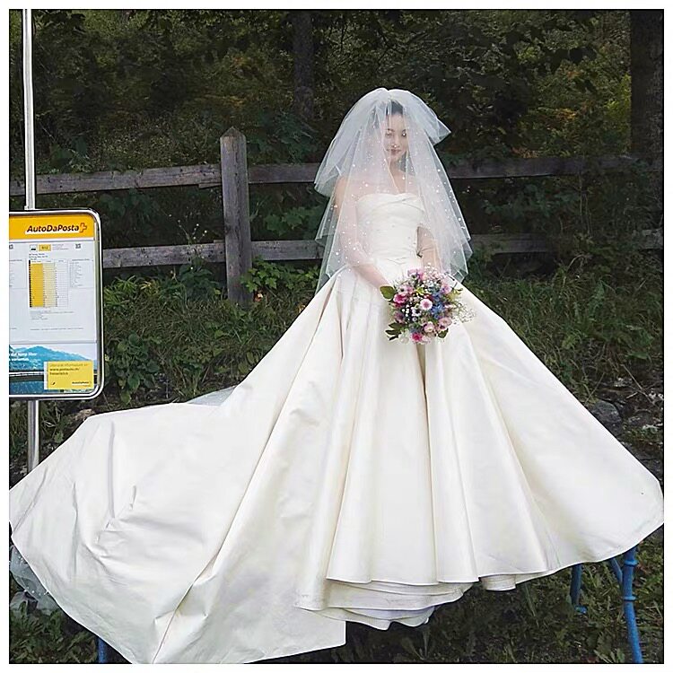 韩式晚晚长款拖尾蓬蓬多层遮面新娘结婚主婚头纱
