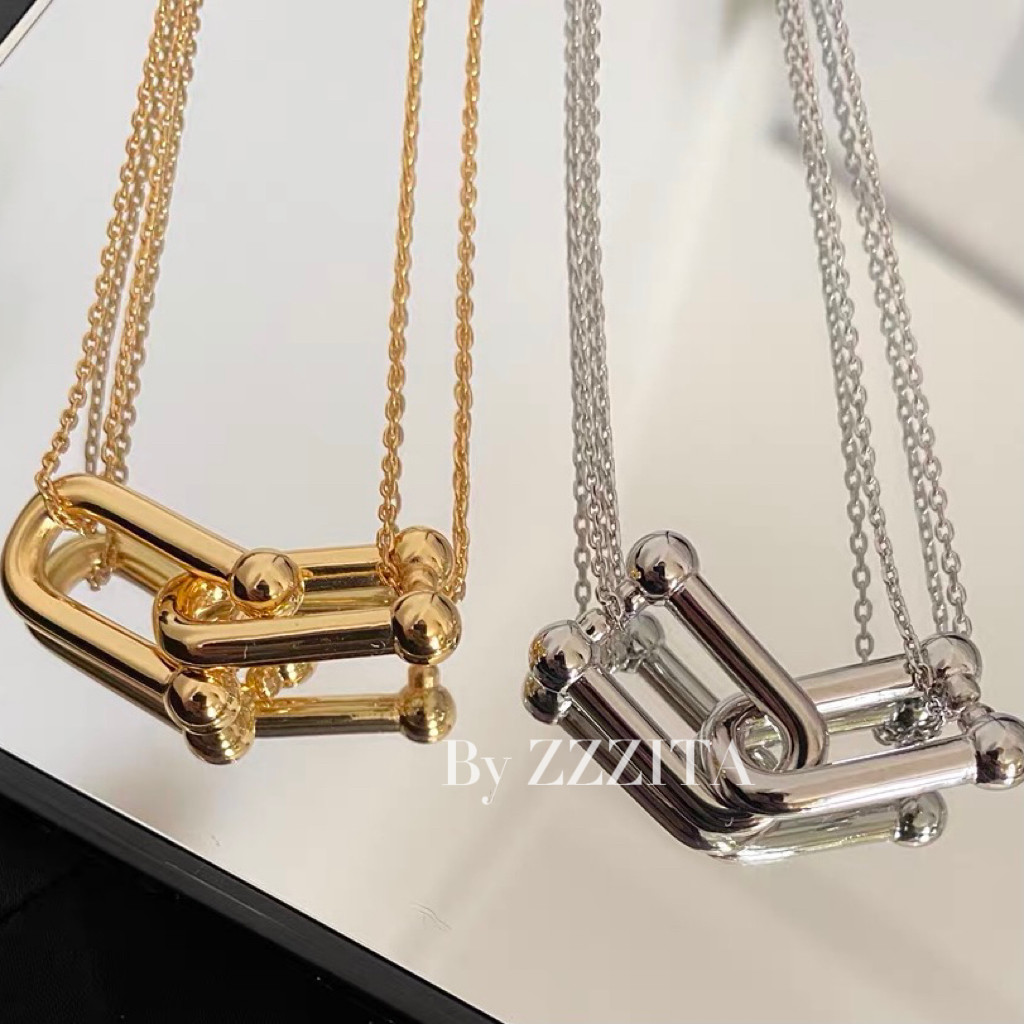 zzzita顶楼秀莲同款马蹄项链双环轻奢小众高级项链