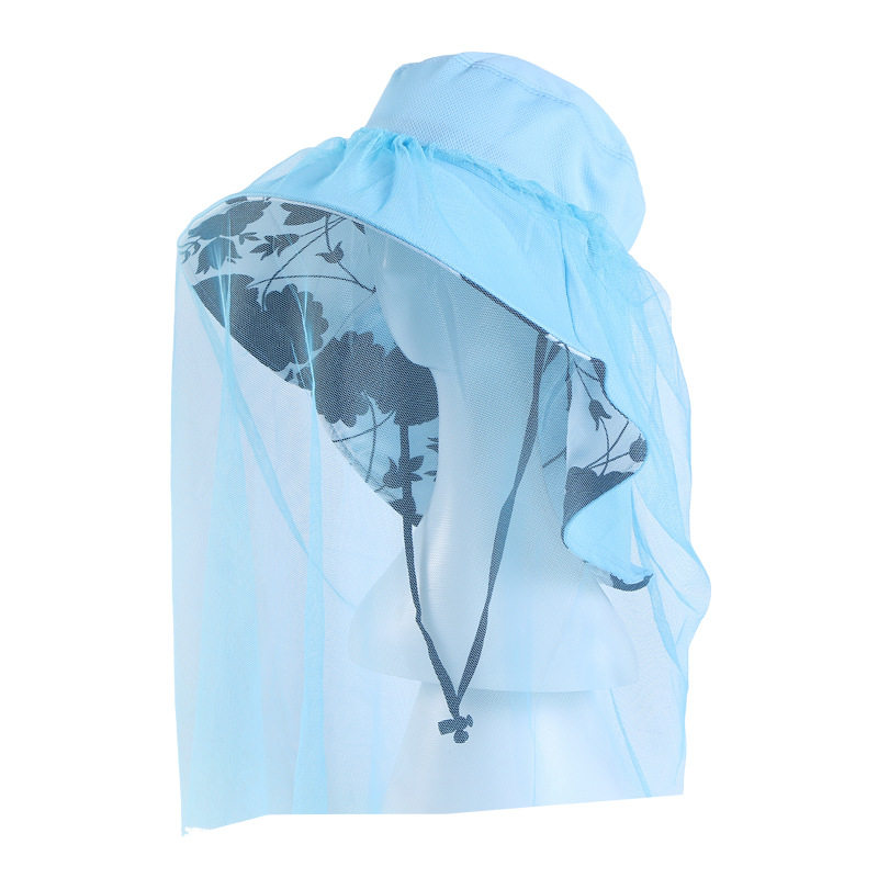 头戴防蚊罩户外防蜂帽蜜蜂夜钓透气网纱面罩脸纱防虫柳絮网纱遮脸