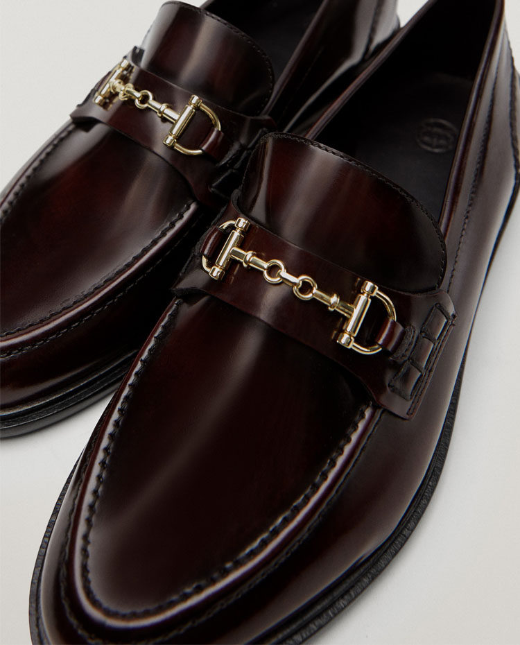 massimodutti女鞋2022春季新款英伦风皮鞋尖头平底单鞋