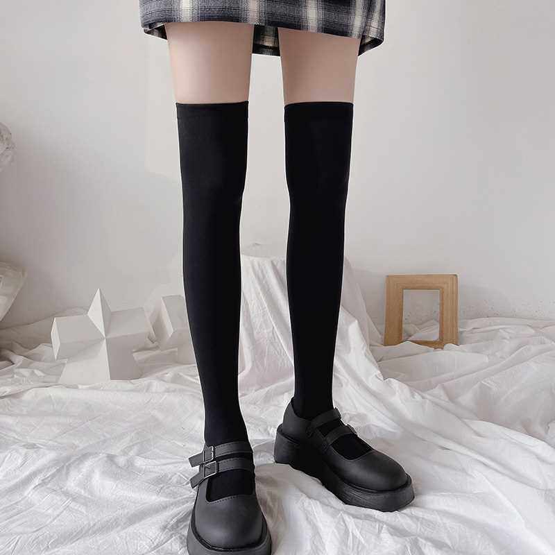 黑色小腿袜jk袜子女夏季薄款中筒女袜长筒压力长袜过膝瘦腿白丝袜