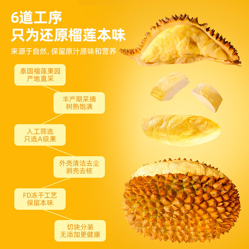 水果榴莲榴芒一刻冻干大袋网红正宗金枕泰国榴莲干