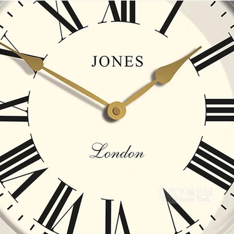 纽约下城公园进口古典罗马数字表盘怀旧奶油挂钟