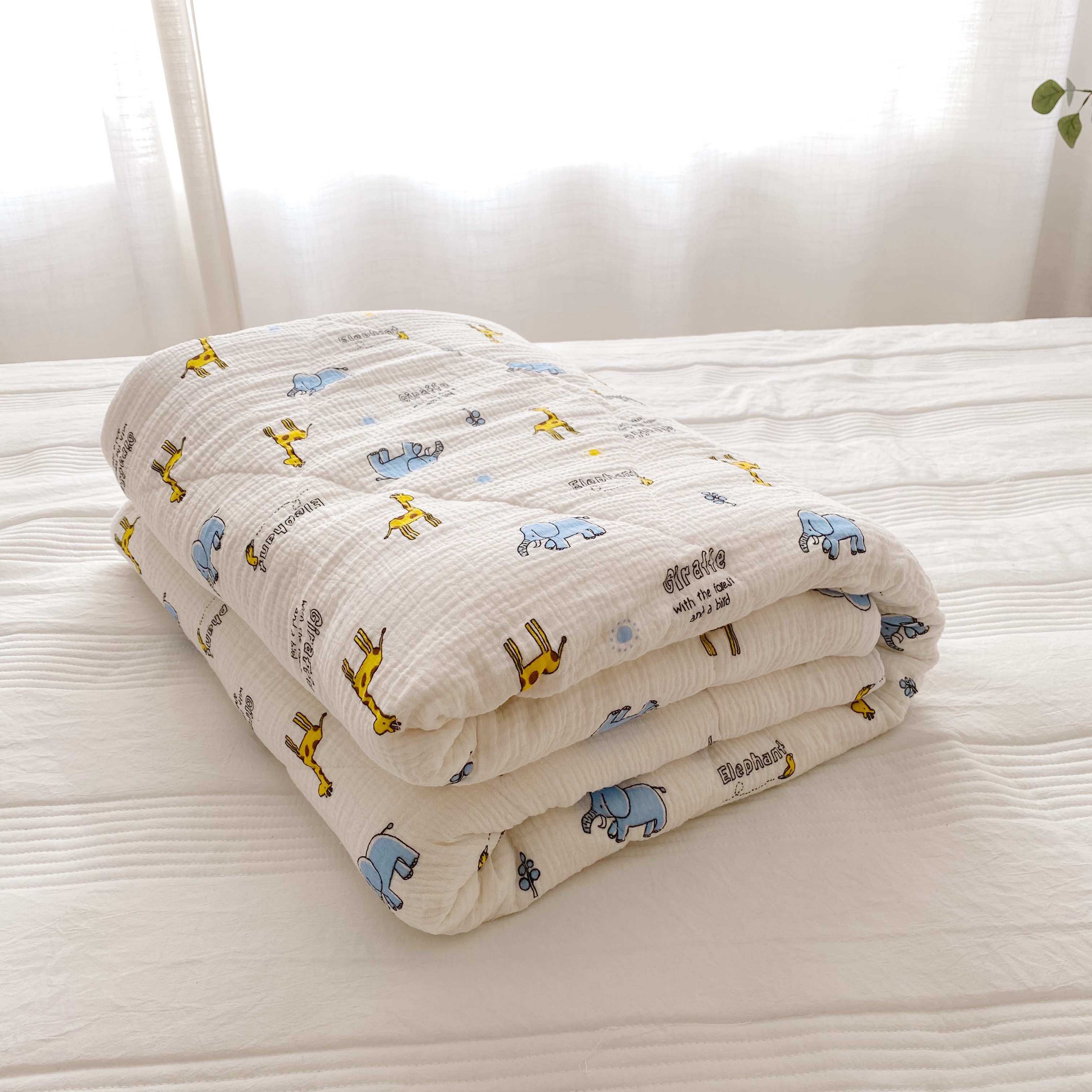 玛丽思薇儿童被子纯棉纱布学生婴幼儿园春夏洗澡盖毯宝宝小被子