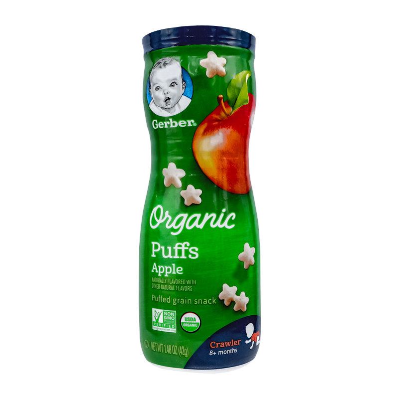 美国果味8个月42g辅食婴儿苹果嘉宝有机干泡泡芙