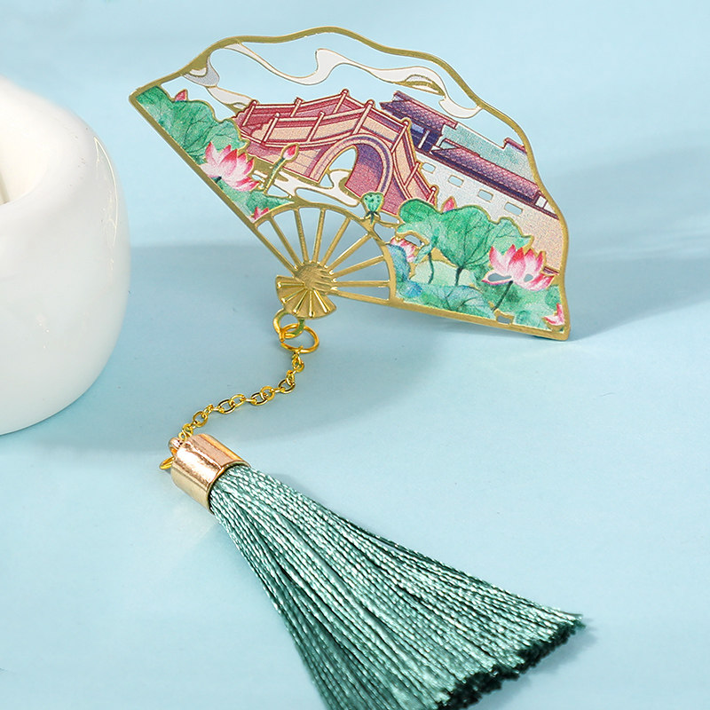 黄山金属画扇书签古典中国风镂空文创书签周边伴手礼旅游纪念品