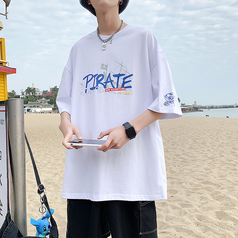 男士短袖t恤夏季2022新款潮牌ins港风潮流百搭半袖宽松纯棉上衣服