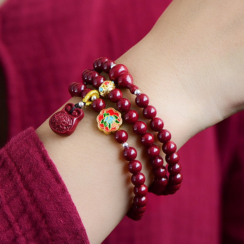 天然朱砂福袋手串女款本命年紫金砂福葫芦佛珠手链