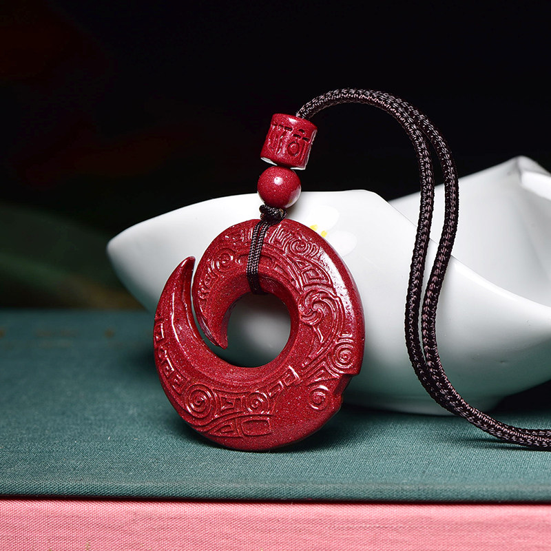 天然朱砂时来运转吊坠本命年紫金平安扣扭转乾坤男女情侣项坠