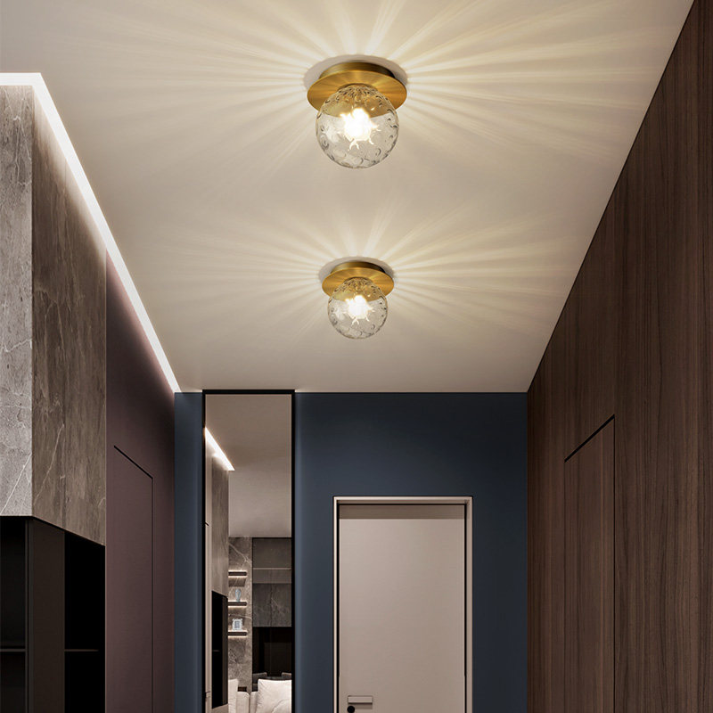 慕能北欧全铜玻璃过道简约风格玄关走廊灯具吸顶灯