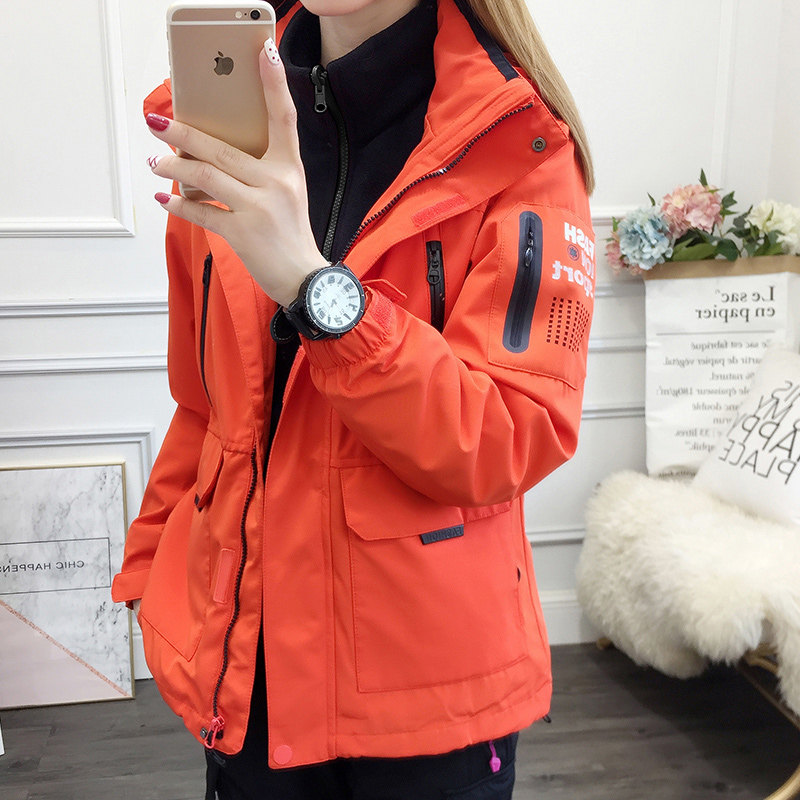 秋冬户外冲锋衣女潮牌韩国三合一可拆卸防风女装冲锋衣